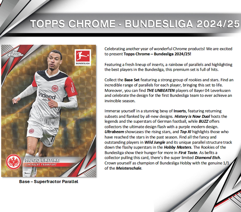 2024-25, Topps Chrome - Bundesliga Soccer - Hobby Box.