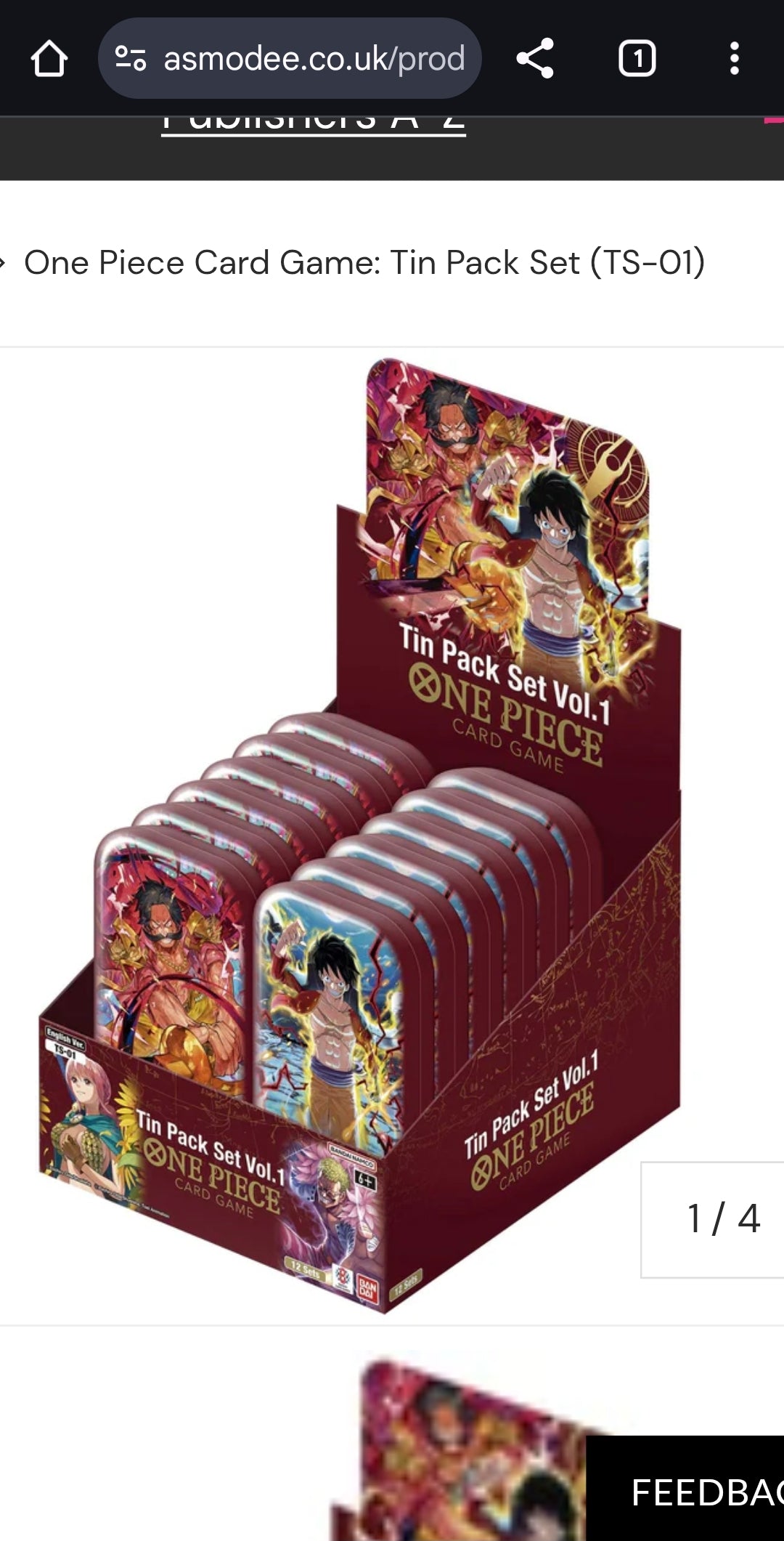 One Piece Card Game: Tin Pack Set (TS-01) 1 Tin