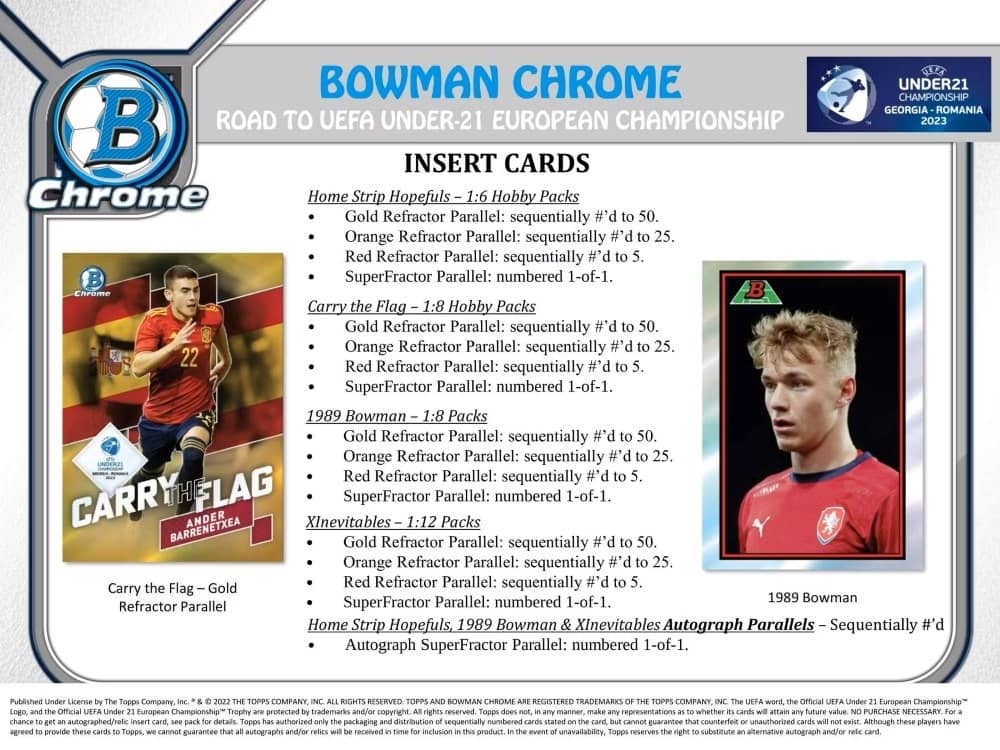 2022 Bowman Chrome Road to UEFA Under 21 European Championship Soccer Hobby Lite