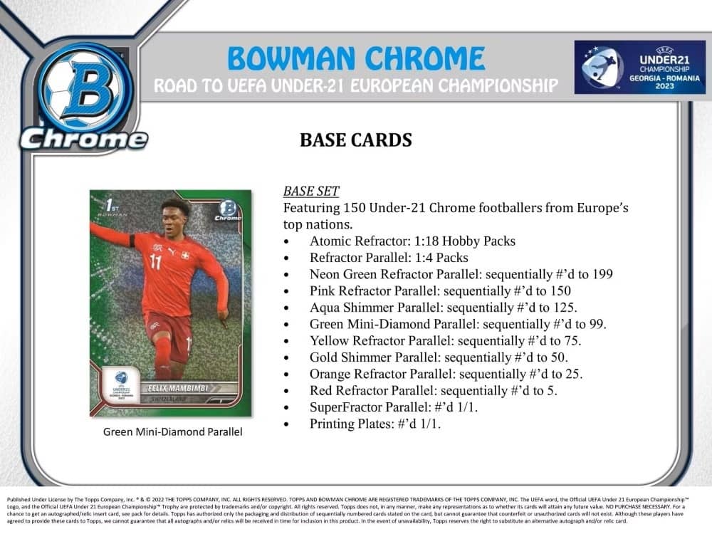 2022 Bowman Chrome Road to UEFA Under 21 European Championship Soccer Hobby Lite