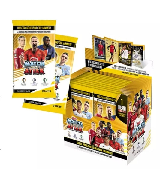 2024-25 TOPPS MATCH ATTAX UEFA CHAMPIONS LEAGUE CARDS – 12 cards per pack