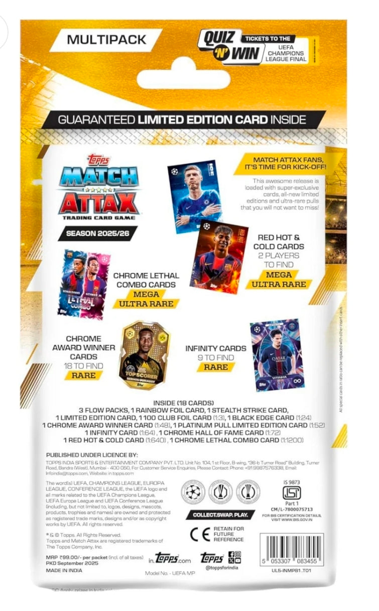 Topps UEFA Champions League Match Attax 2025 Trading and Collectible Card Game (Multipack)