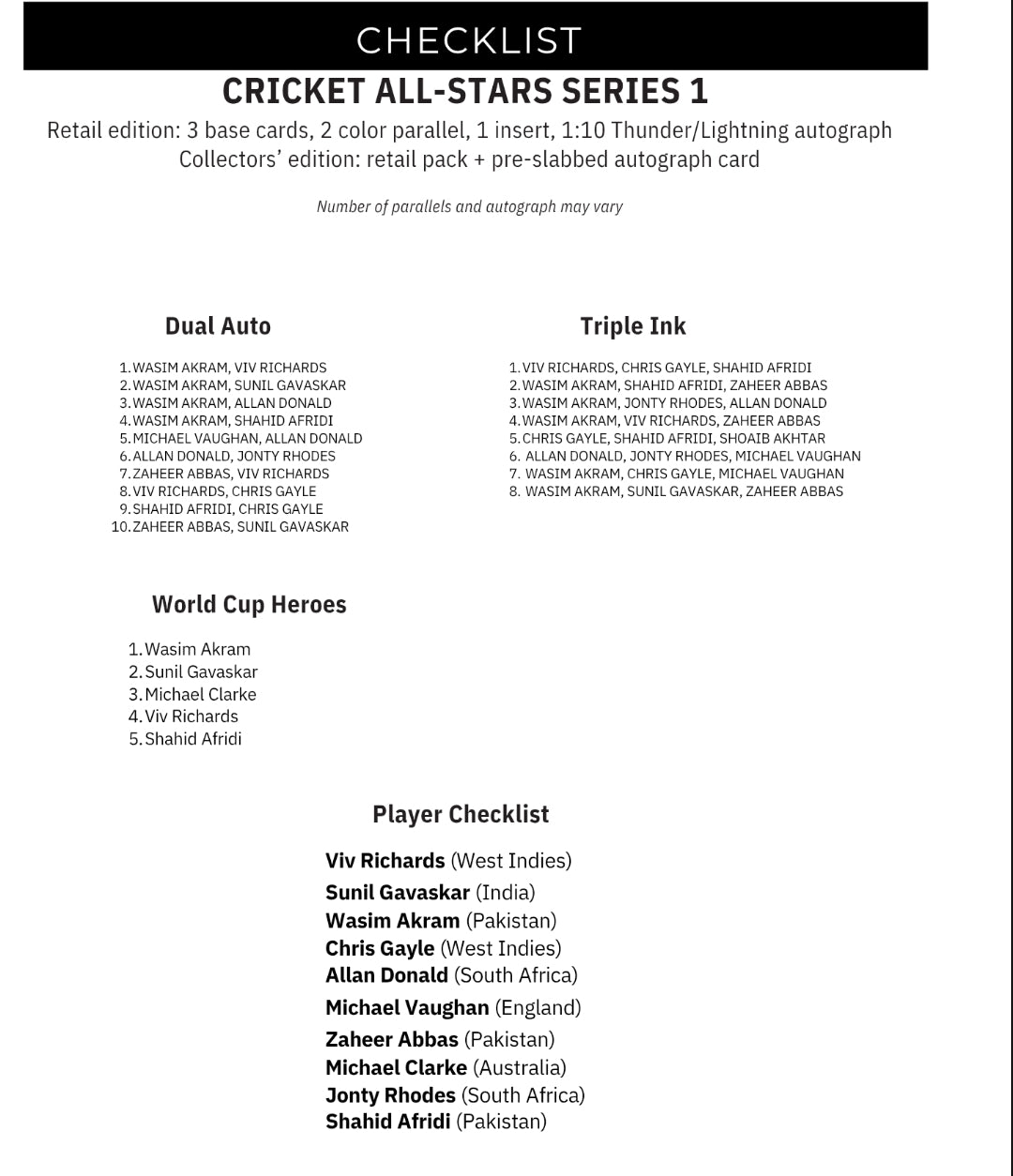 Cricket All-Stars - Series 1
Limited Edition(Retail Edition)